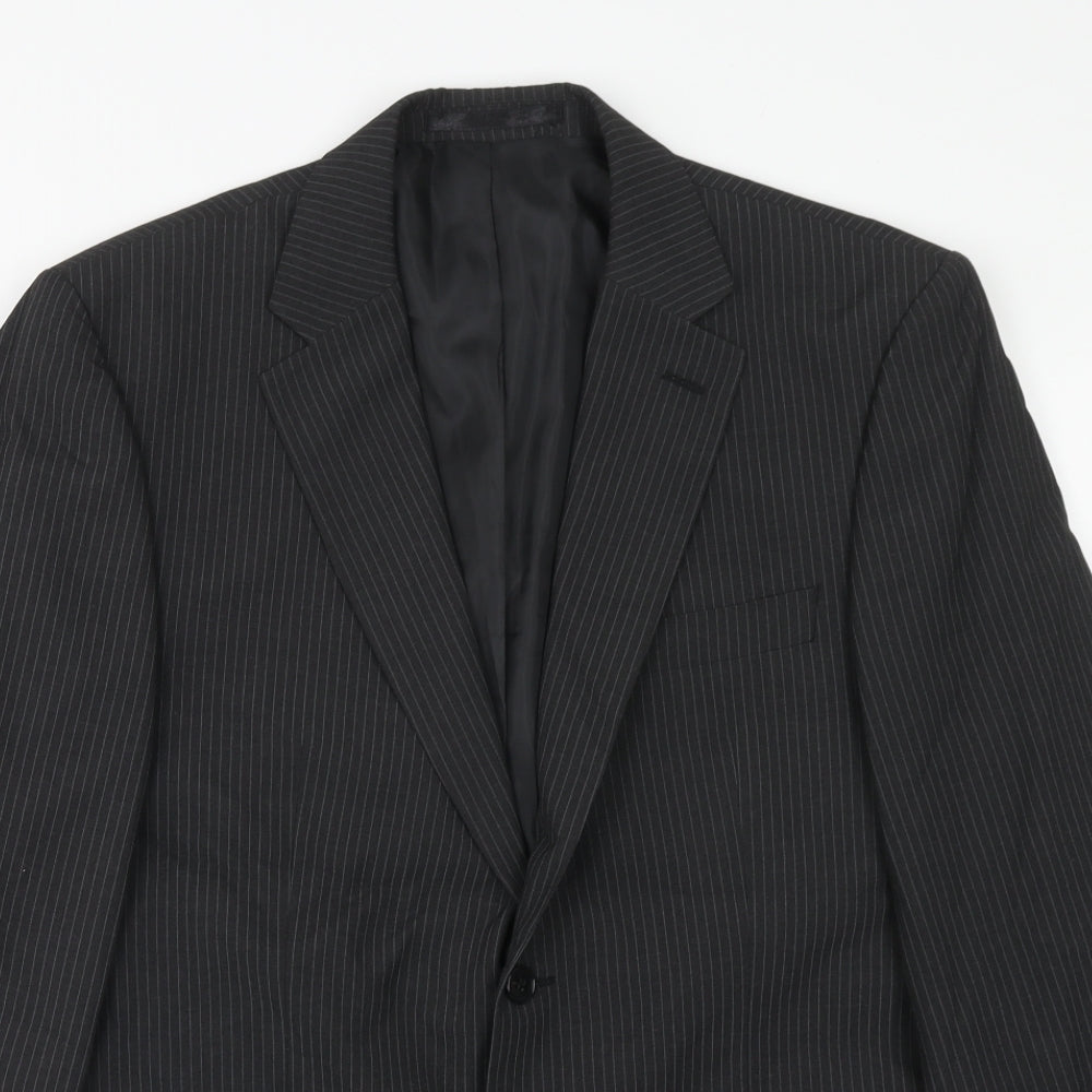 Tom english Mens Black Striped Polyester Jacket Suit Jacket Size 40 Regular