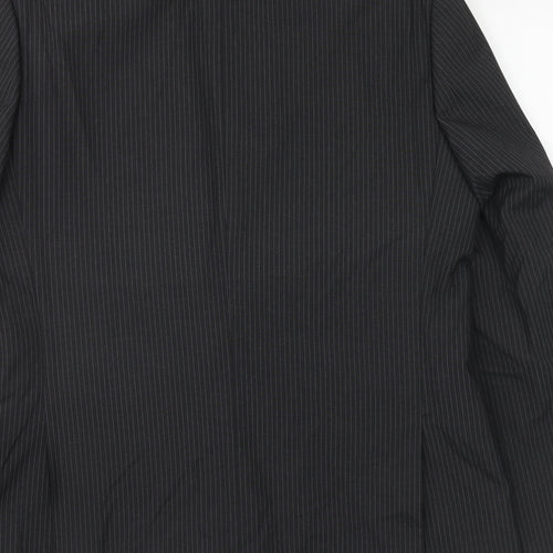 Tom english Mens Black Striped Polyester Jacket Suit Jacket Size 40 Regular