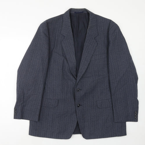 Trym Mens Blue Striped Polyester Jacket Suit Jacket Size 44 Regular