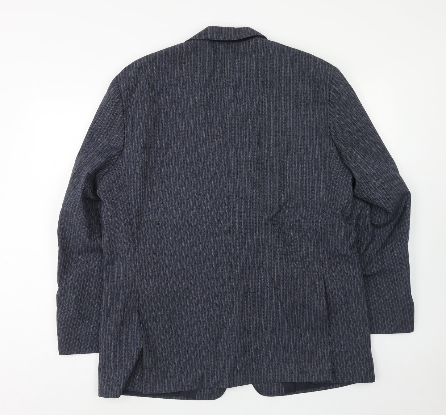 Trym Mens Blue Striped Polyester Jacket Suit Jacket Size 44 Regular