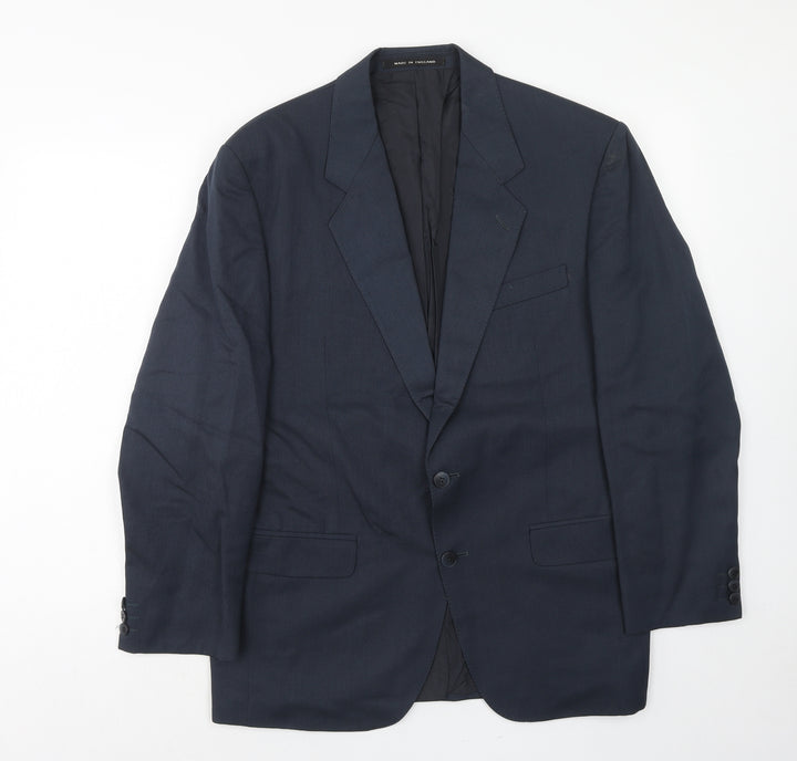 Pin stripe Mens Blue Polyester Jacket Suit Jacket Size 40 Regular