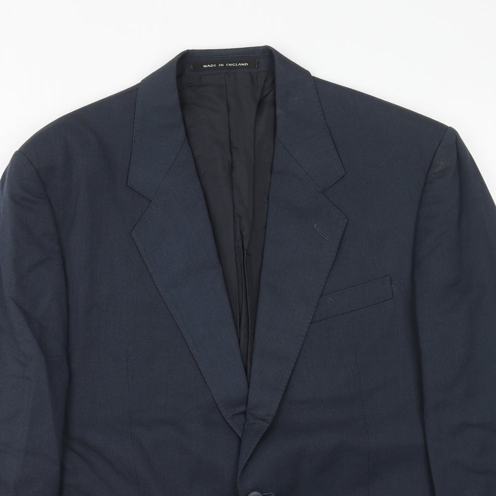 Pin stripe Mens Blue Polyester Jacket Suit Jacket Size 40 Regular