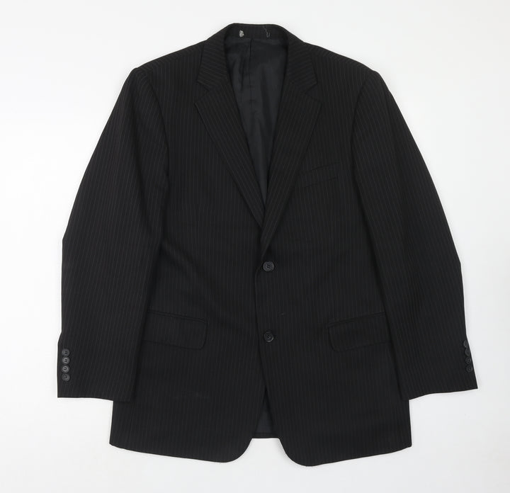 Taylor & Wright Mens Black Striped Polyester Jacket Suit Jacket Size 40 Regular