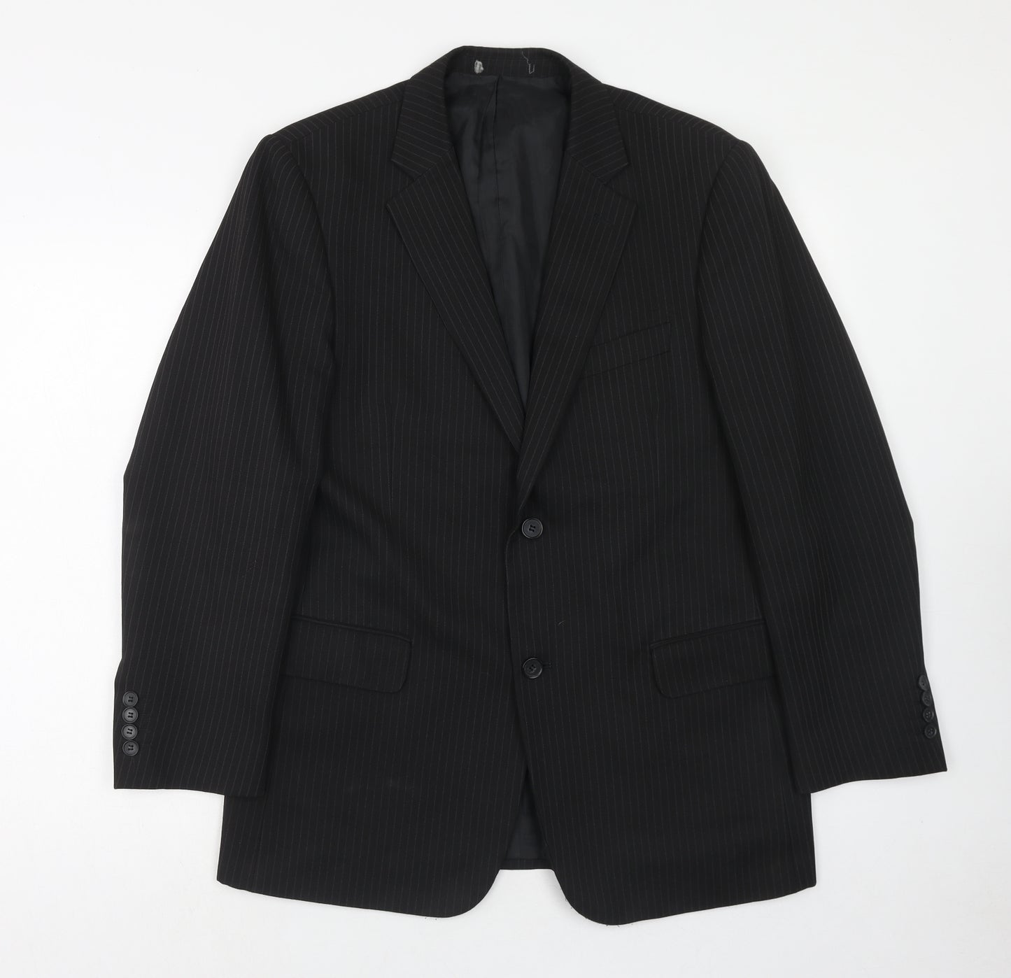Taylor & Wright Mens Black Striped Polyester Jacket Suit Jacket Size 40 Regular