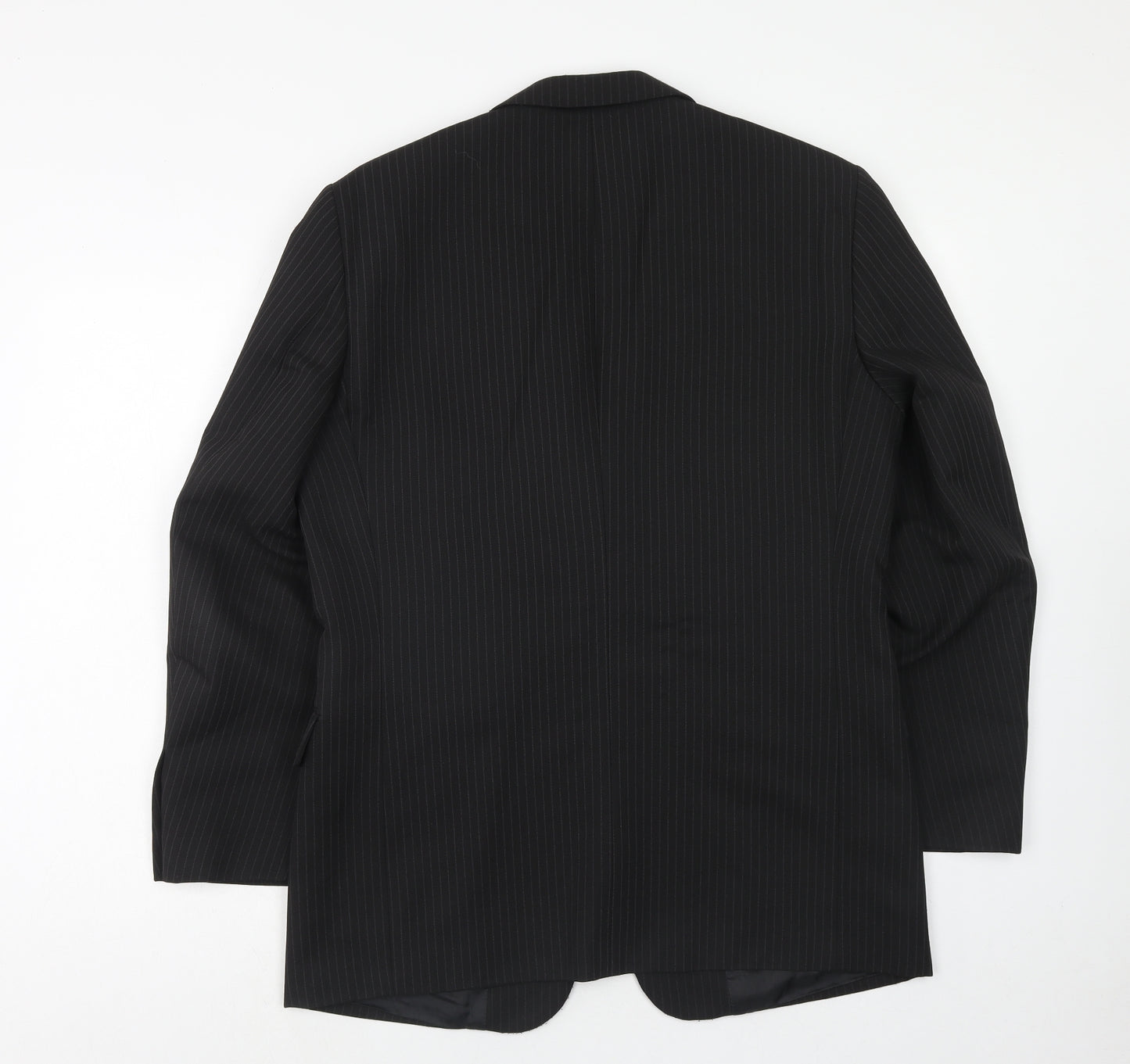 Taylor & Wright Mens Black Striped Polyester Jacket Suit Jacket Size 40 Regular