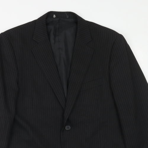Taylor & Wright Mens Black Striped Polyester Jacket Suit Jacket Size 40 Regular