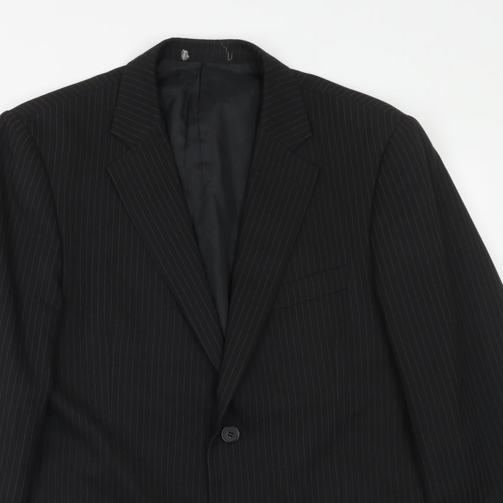 Taylor & Wright Mens Black Striped Polyester Jacket Suit Jacket Size 40 Regular