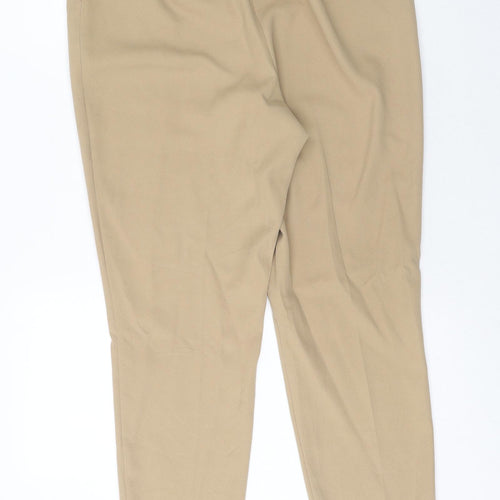Preworn Womens Brown Polyester Trousers Size 32 in Regular Zip