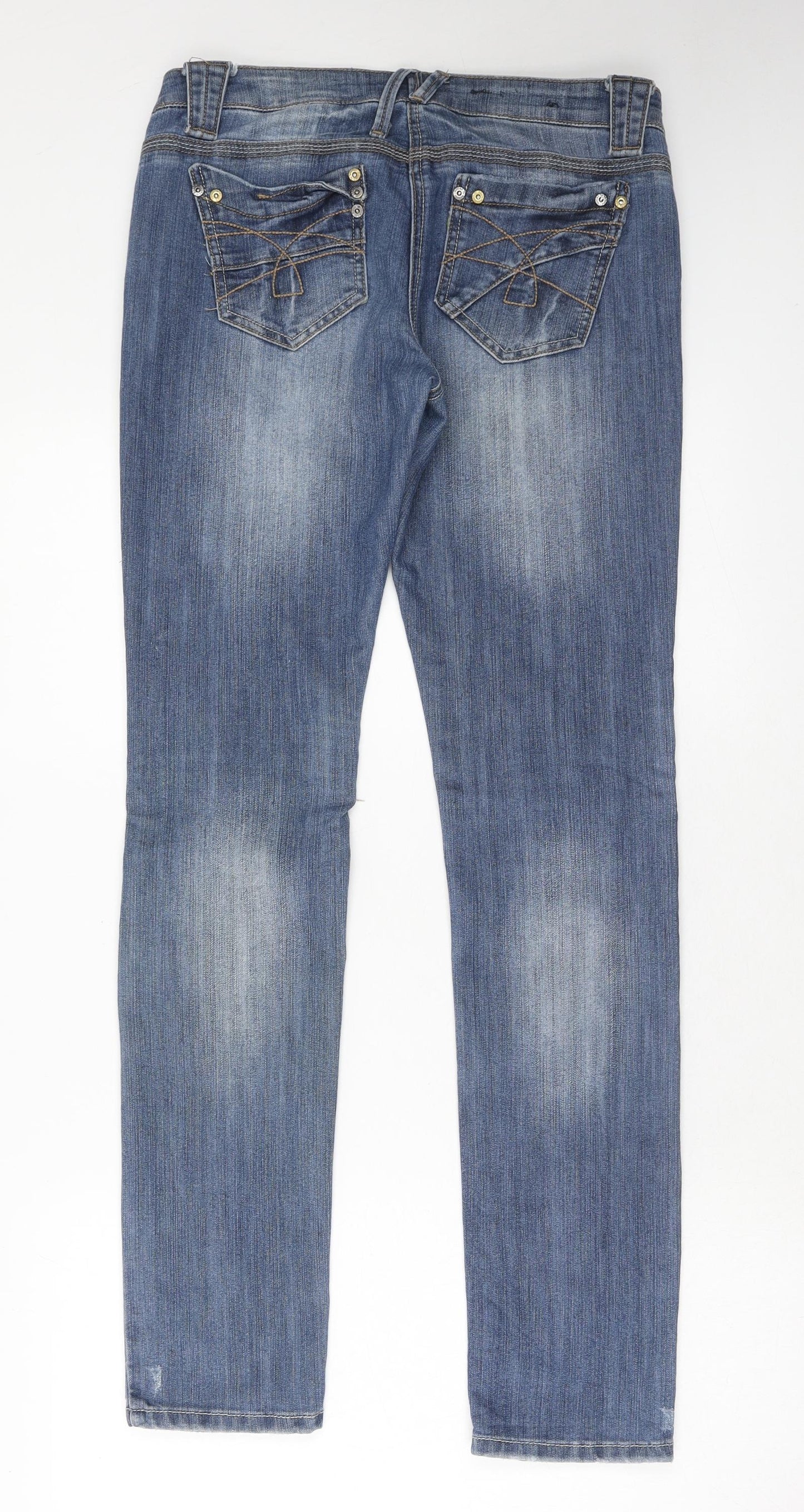 House Of Denim Womens Blue Cotton Straight Jeans Size 10 Regular Zip