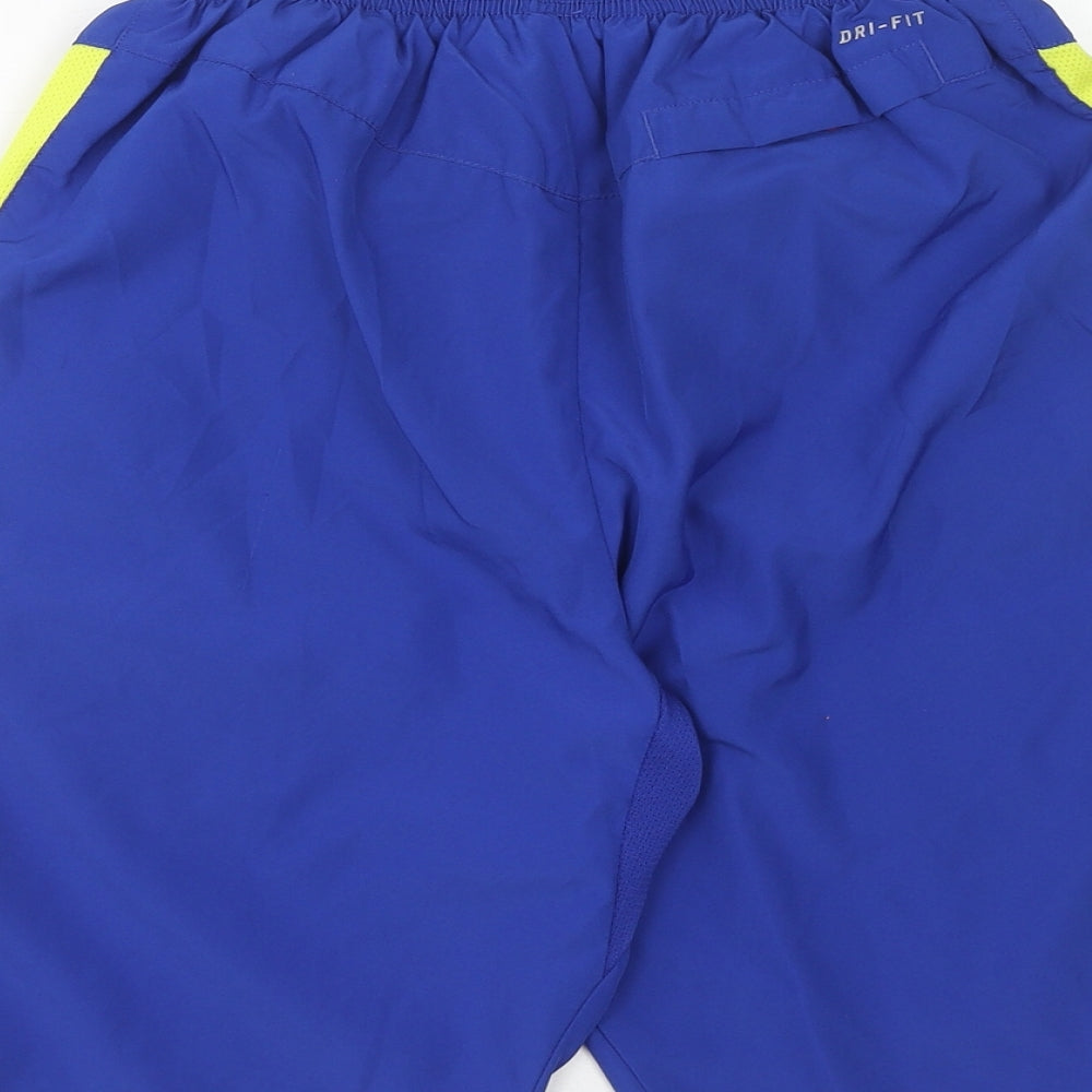 Nike Mens Blue Colourblock Polyester Athletic Shorts Size S Regular