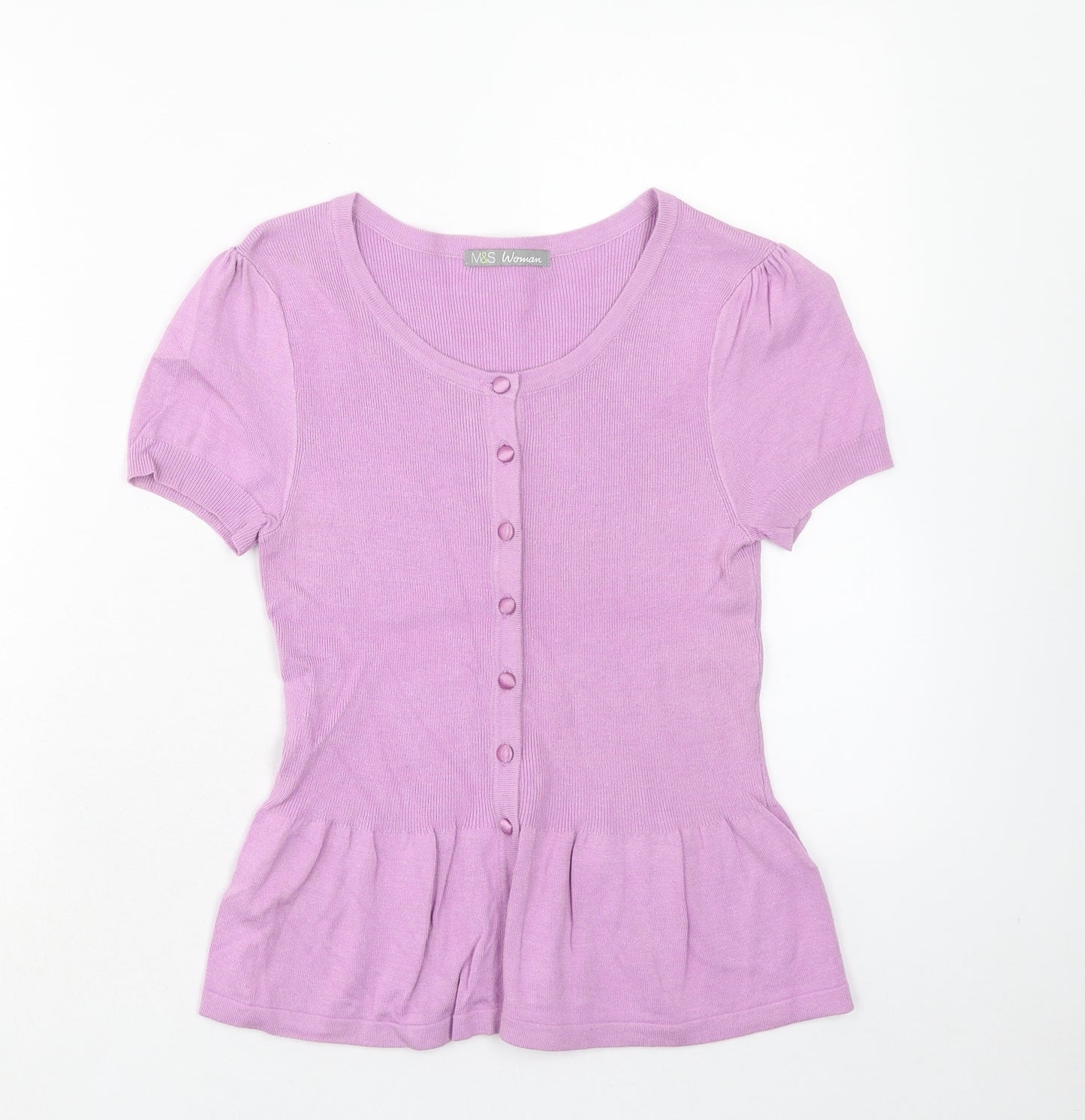 Marks and Spencer Womens Pink Scoop Neck Viscose Pullover Jumper Size 12 - Drop hem