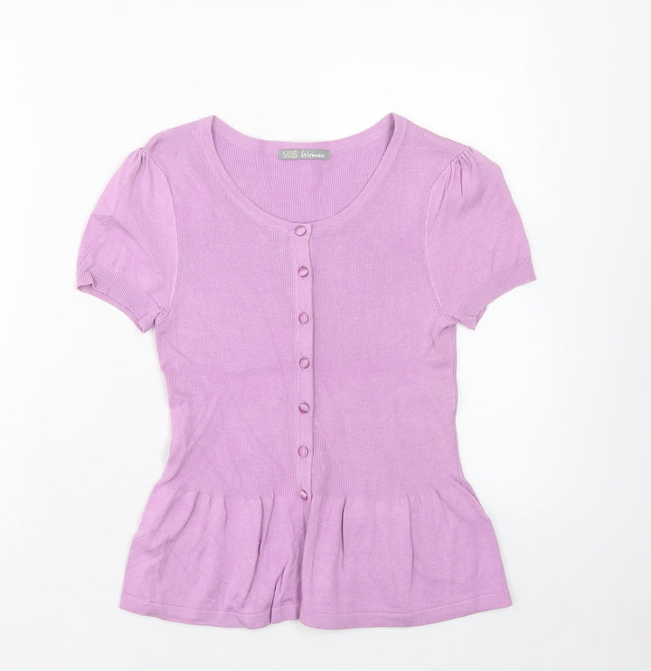 Marks and Spencer Womens Pink Scoop Neck Viscose Pullover Jumper Size 12 - Drop hem