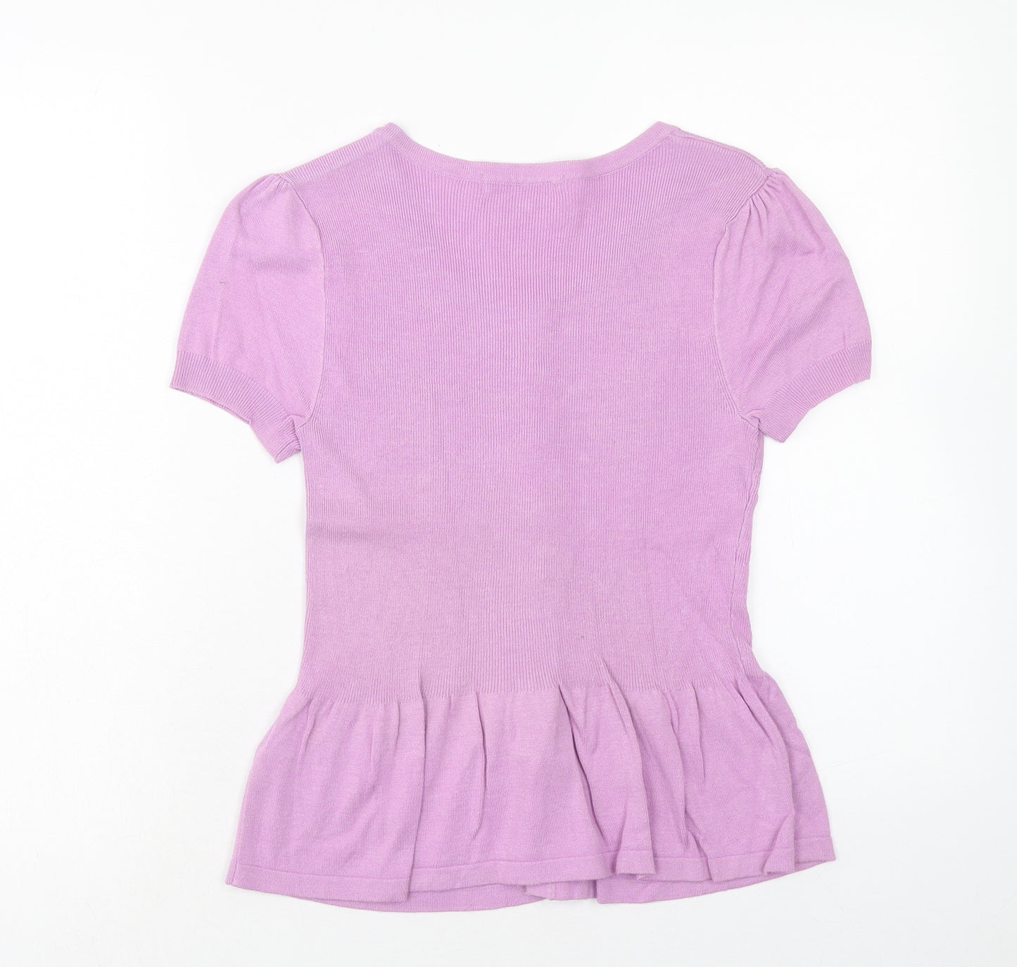 Marks and Spencer Womens Pink Scoop Neck Viscose Pullover Jumper Size 12 - Drop hem
