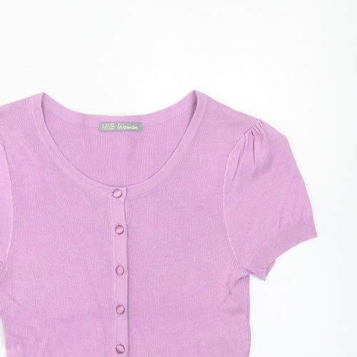 Marks and Spencer Womens Pink Scoop Neck Viscose Pullover Jumper Size 12 - Drop hem