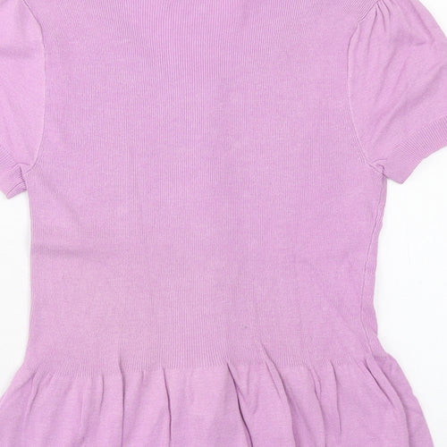 Marks and Spencer Womens Pink Scoop Neck Viscose Pullover Jumper Size 12 - Drop hem