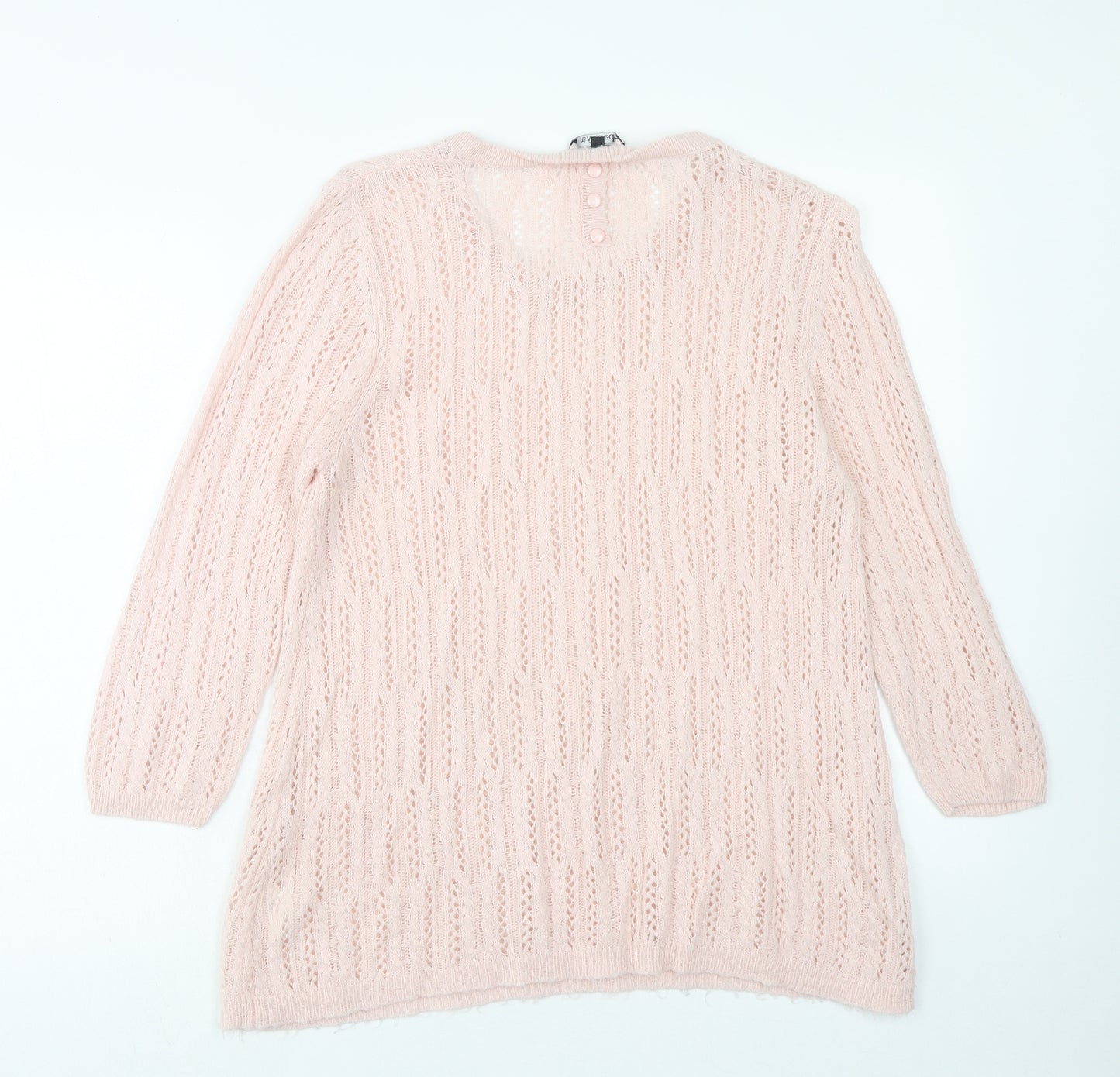 Papaya Womens Pink Scoop Neck Acrylic Pullover Jumper Size 14