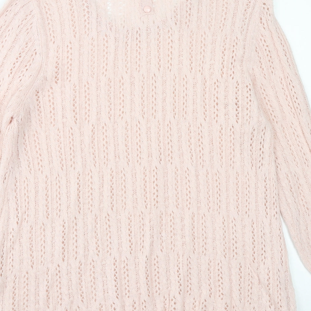 Papaya Womens Pink Scoop Neck Acrylic Pullover Jumper Size 14