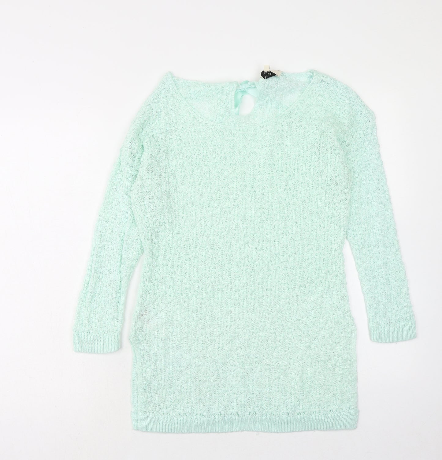 Papaya Womens Green Scoop Neck Acrylic Pullover Jumper Size M