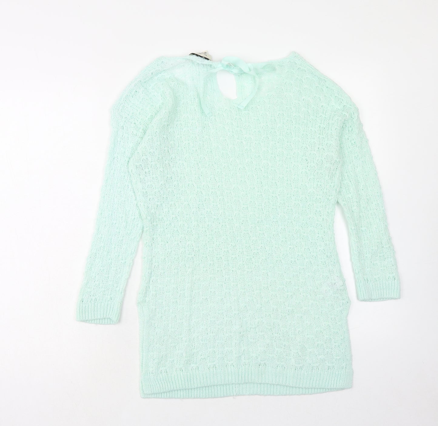 Papaya Womens Green Scoop Neck Acrylic Pullover Jumper Size M