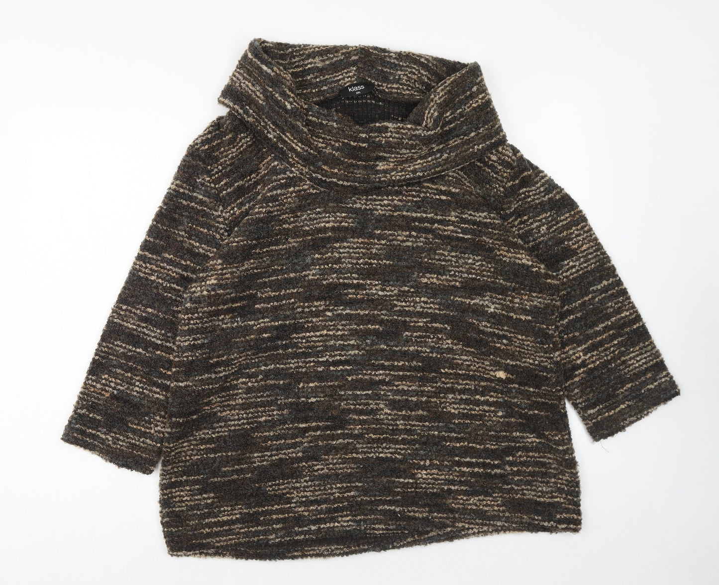 Klass Womens Brown Roll Neck Acrylic Pullover Jumper Size 2XL