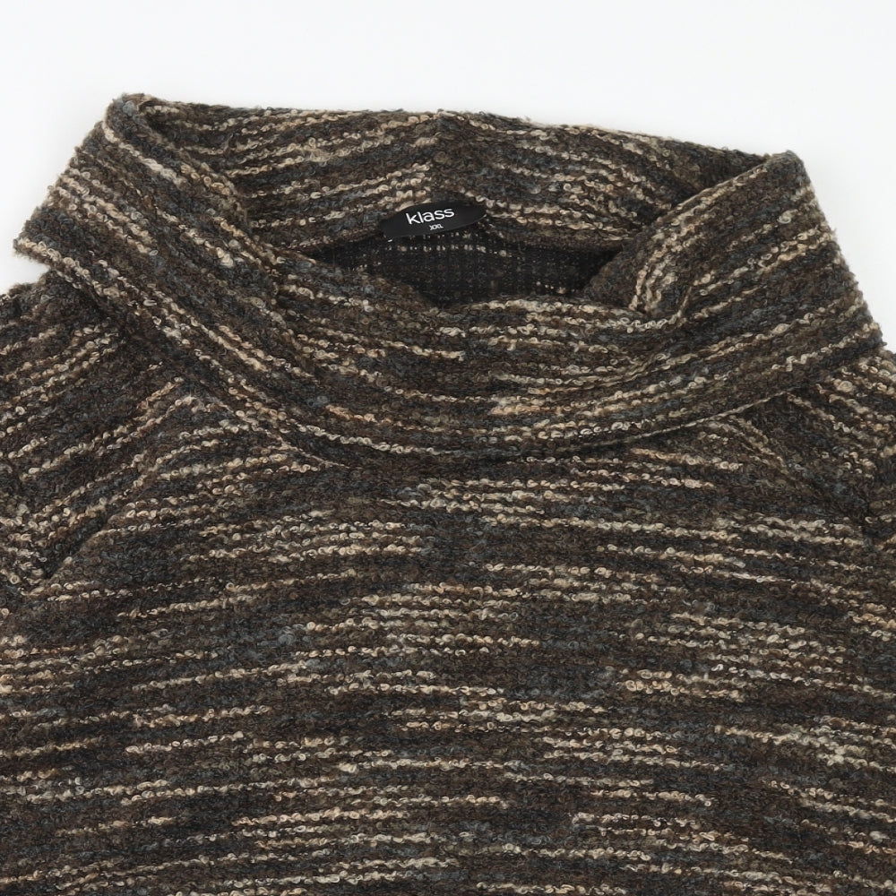 Klass Womens Brown Roll Neck Acrylic Pullover Jumper Size 2XL