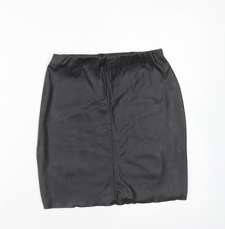 Boohoo Womens Black Polyester Straight & Pencil Skirt Size 8