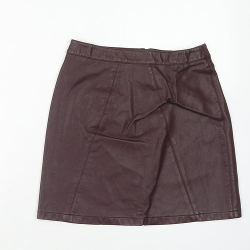 George Womens Purple Polyurethane Straight & Pencil Skirt Size 8 Zip