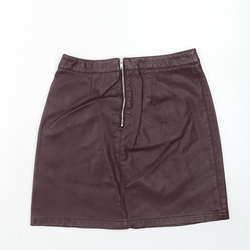 George Womens Purple Polyurethane Straight & Pencil Skirt Size 8 Zip