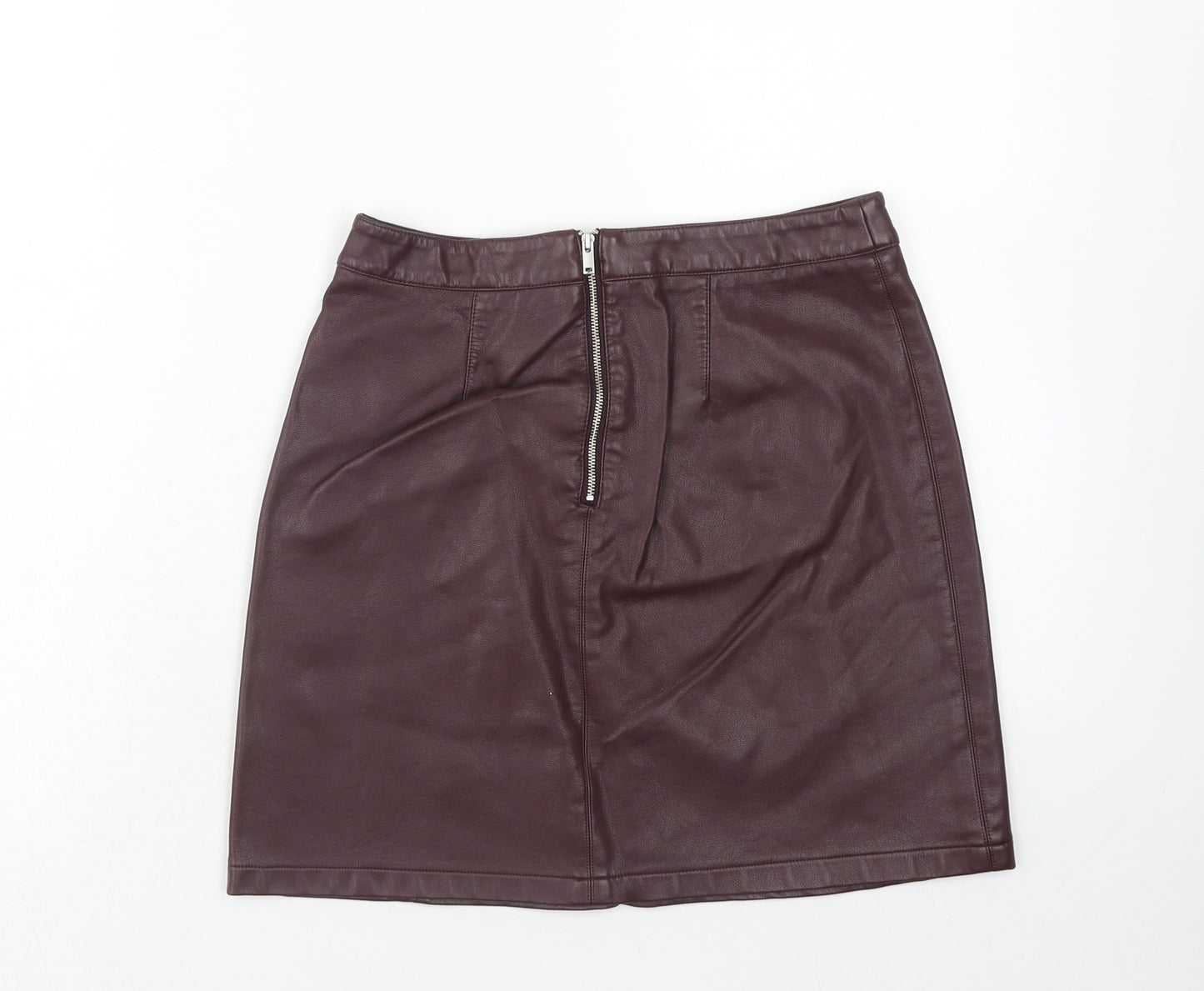George Womens Purple Polyurethane Straight & Pencil Skirt Size 8 Zip
