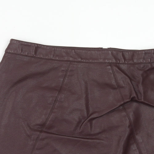 George Womens Purple Polyurethane Straight & Pencil Skirt Size 8 Zip