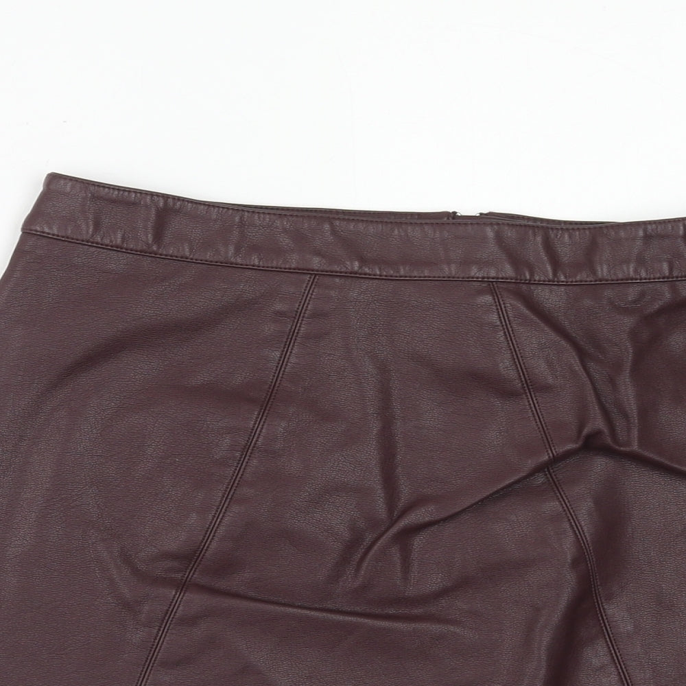 George Womens Purple Polyurethane Straight & Pencil Skirt Size 8 Zip