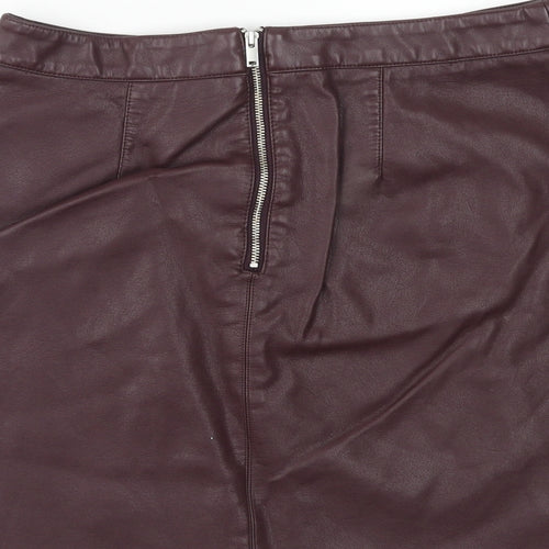 George Womens Purple Polyurethane Straight & Pencil Skirt Size 8 Zip