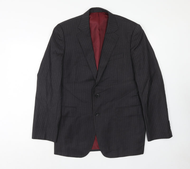 Jaegar Mens Grey Striped Polyacrylate Fibre Jacket Suit Jacket Size 40 Regular