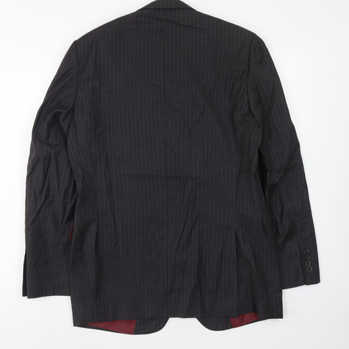 Jaegar Mens Grey Striped Polyacrylate Fibre Jacket Suit Jacket Size 40 Regular