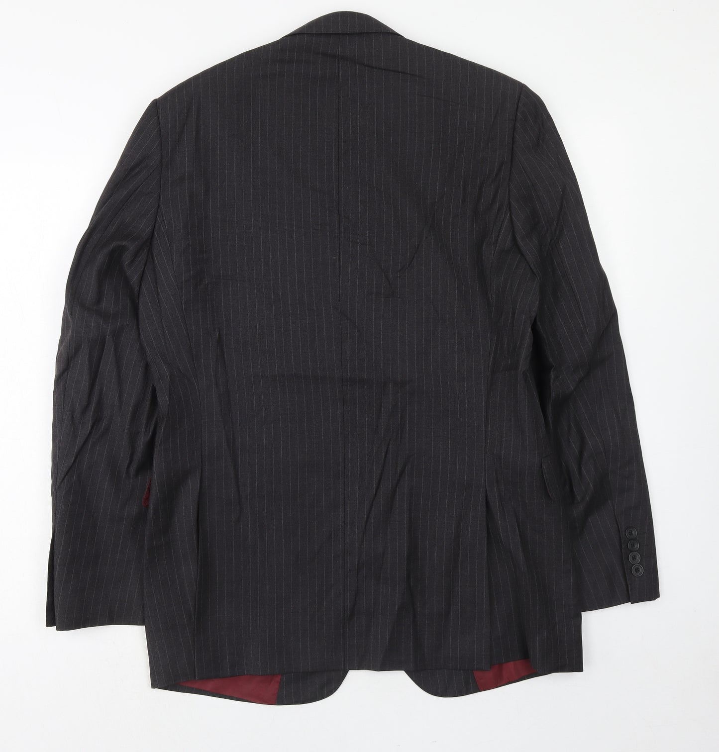 Jaegar Mens Grey Striped Polyacrylate Fibre Jacket Suit Jacket Size 40 Regular