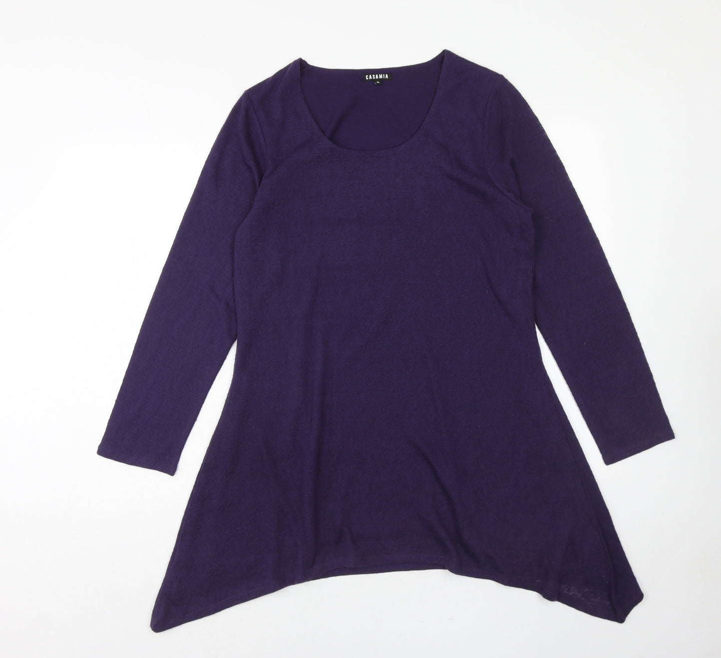 Casamia Womens Purple Polyester Trapeze & Swing Size S Scoop Neck Pullover - Hanky Hem