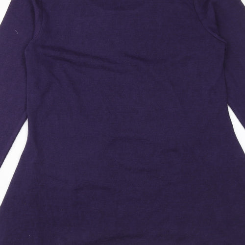 Casamia Womens Purple Polyester Trapeze & Swing Size S Scoop Neck Pullover - Hanky Hem