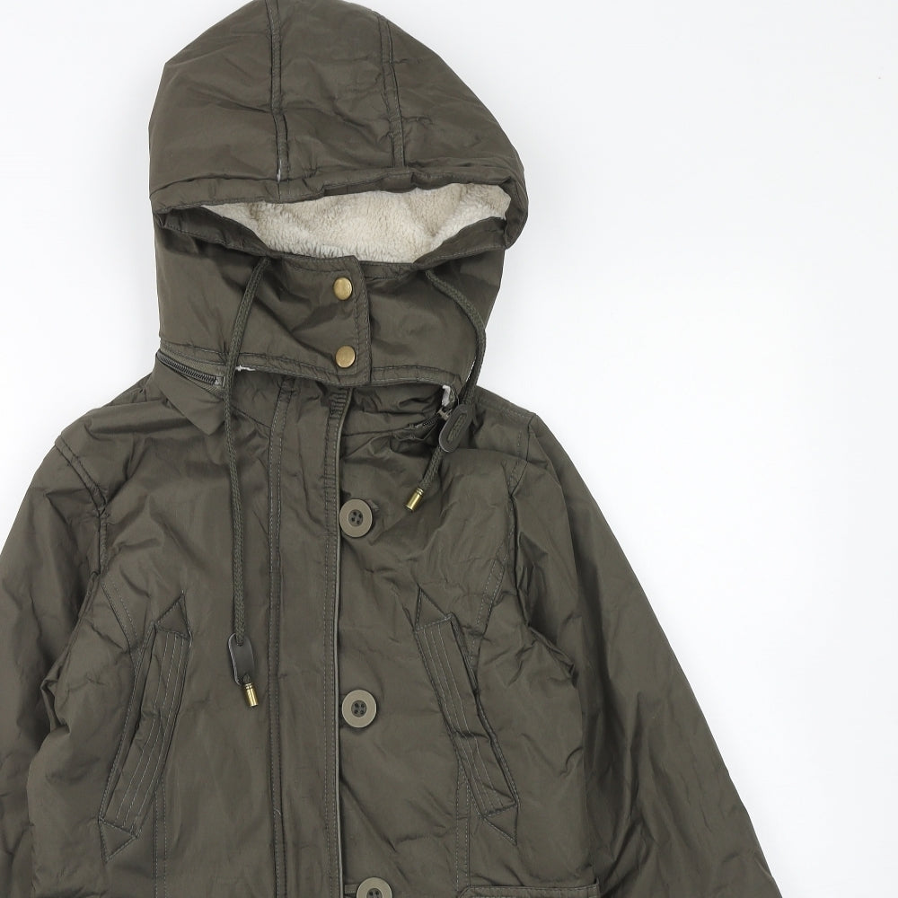 Brave Soul Womens Green Parka Jacket Size 10 Zip