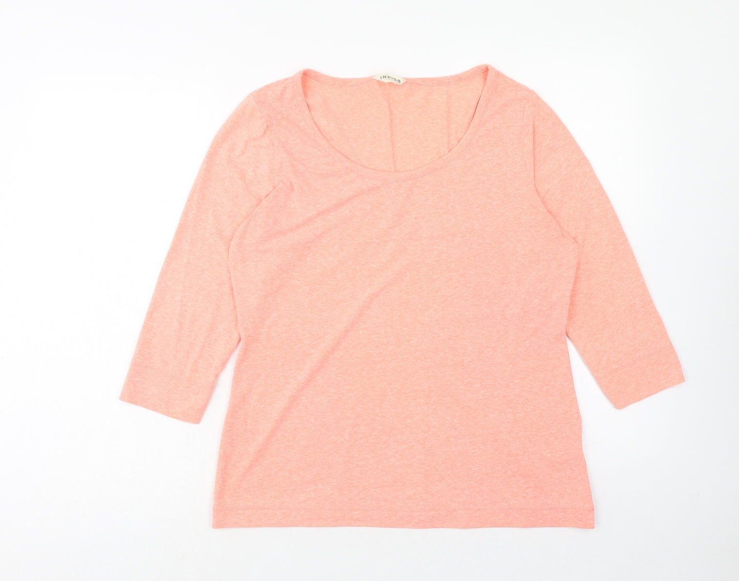 Indigo Womens Pink Polyester Basic T-Shirt Size 14 Round Neck