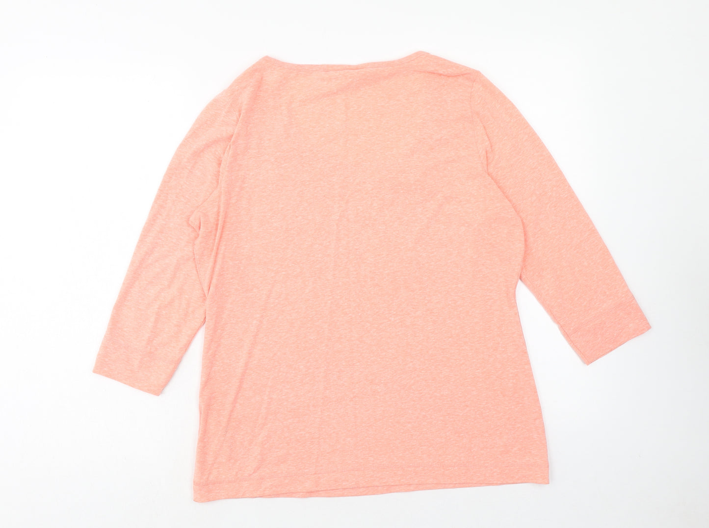 Indigo Womens Pink Polyester Basic T-Shirt Size 14 Round Neck