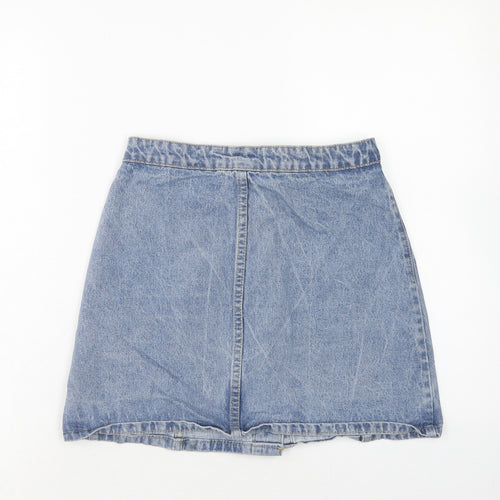 Denim & Co. Womens Blue Cotton A-Line Skirt Size 8 Button