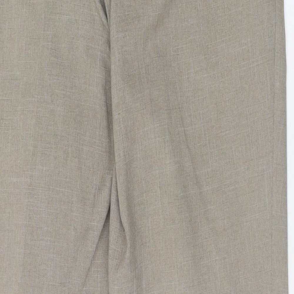 Marks and Spencer Mens Beige Polyester Trousers Size 42 in L33 in Regular Zip