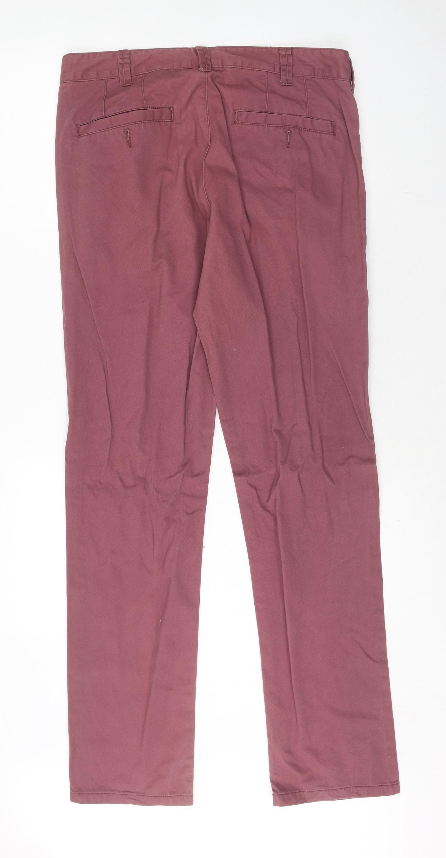 Easy Mens Purple Cotton Chino Trousers Size 32 in L32 in Regular Zip