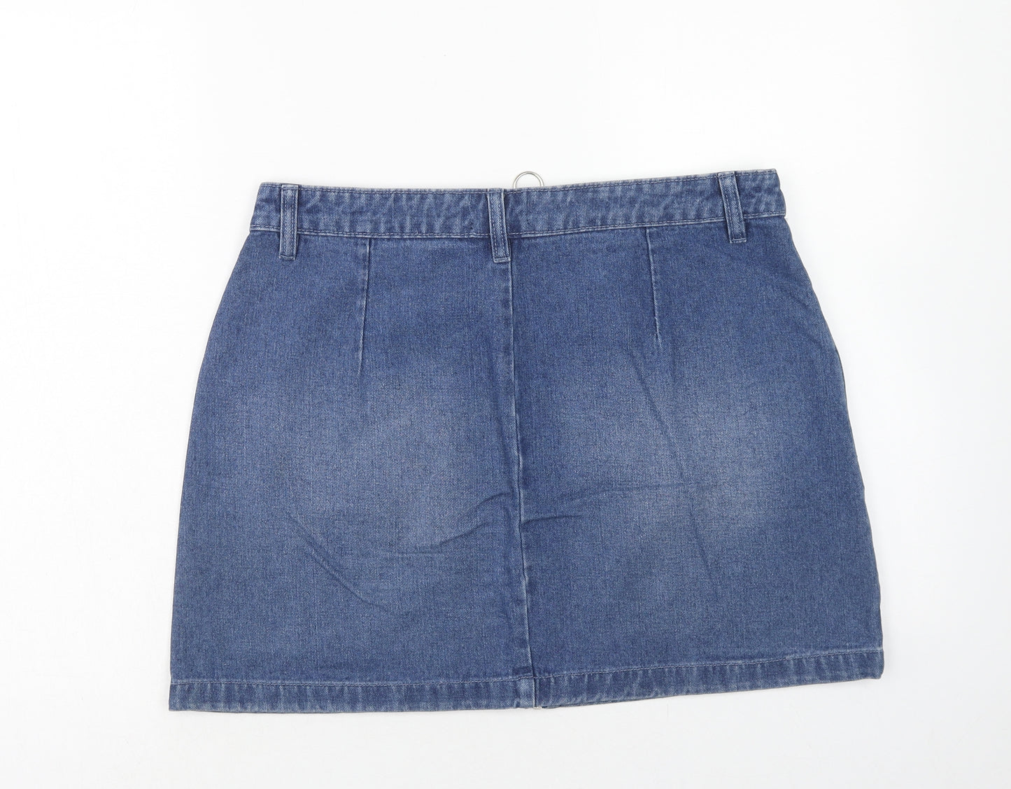 Papaya Womens Blue Cotton Mini Skirt Size 14 Zip