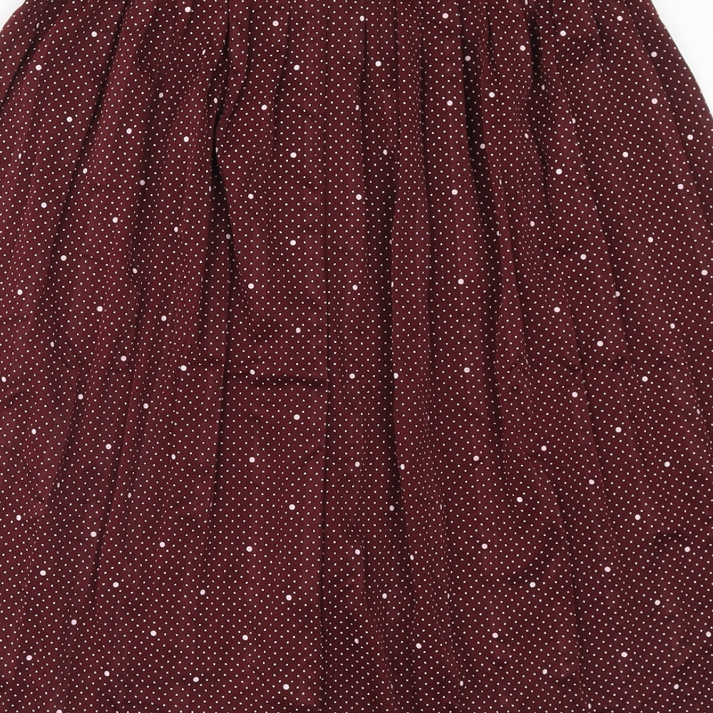 Preworn Womens Red Polka Dot Polyester A-Line Skirt Size L