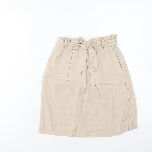 Topshop Womens Beige Lyocell Mini Skirt Size 6 - Belted