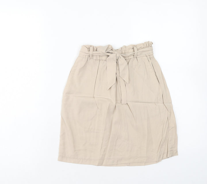 Topshop Womens Beige Lyocell Mini Skirt Size 6 - Belted