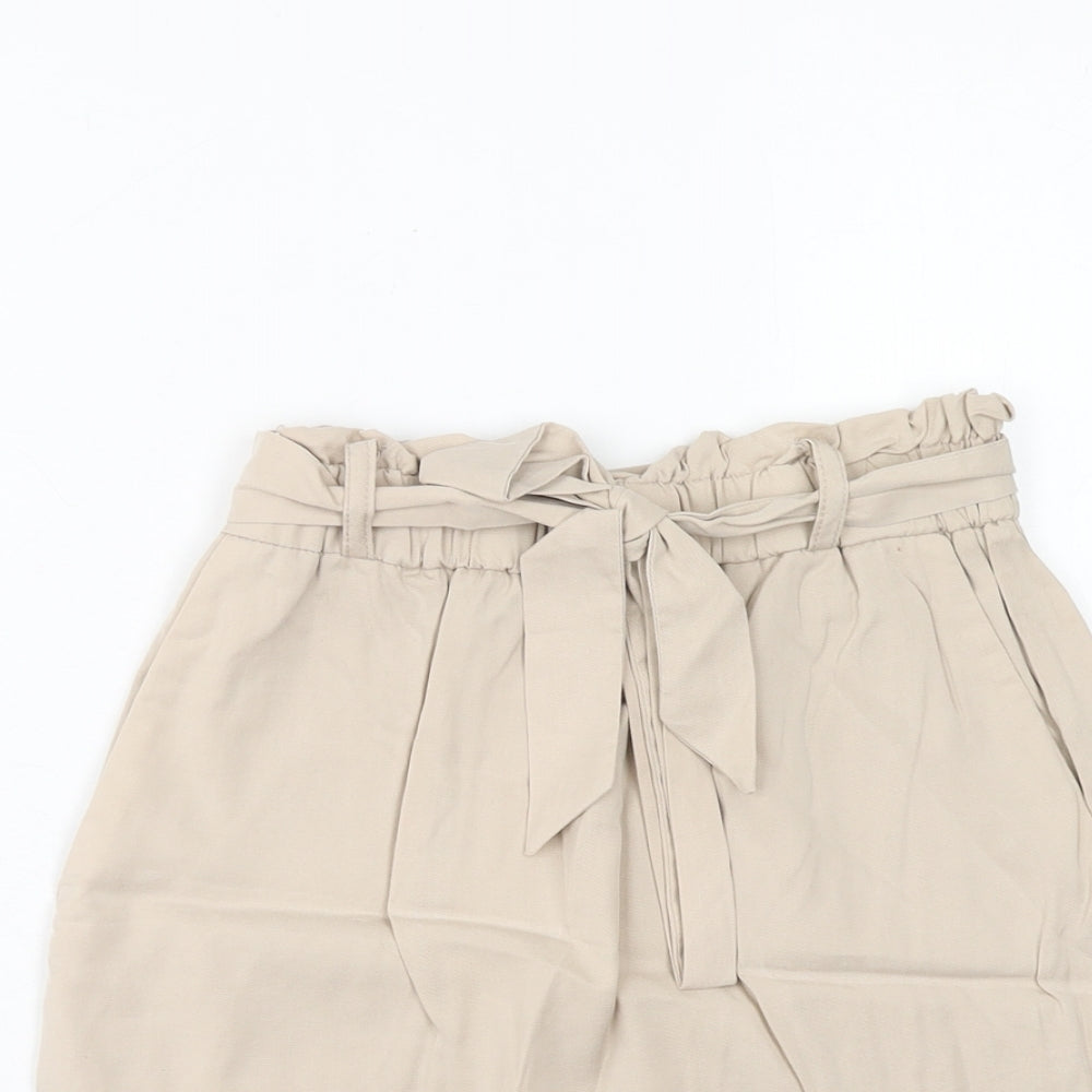 Topshop Womens Beige Lyocell Mini Skirt Size 6 - Belted