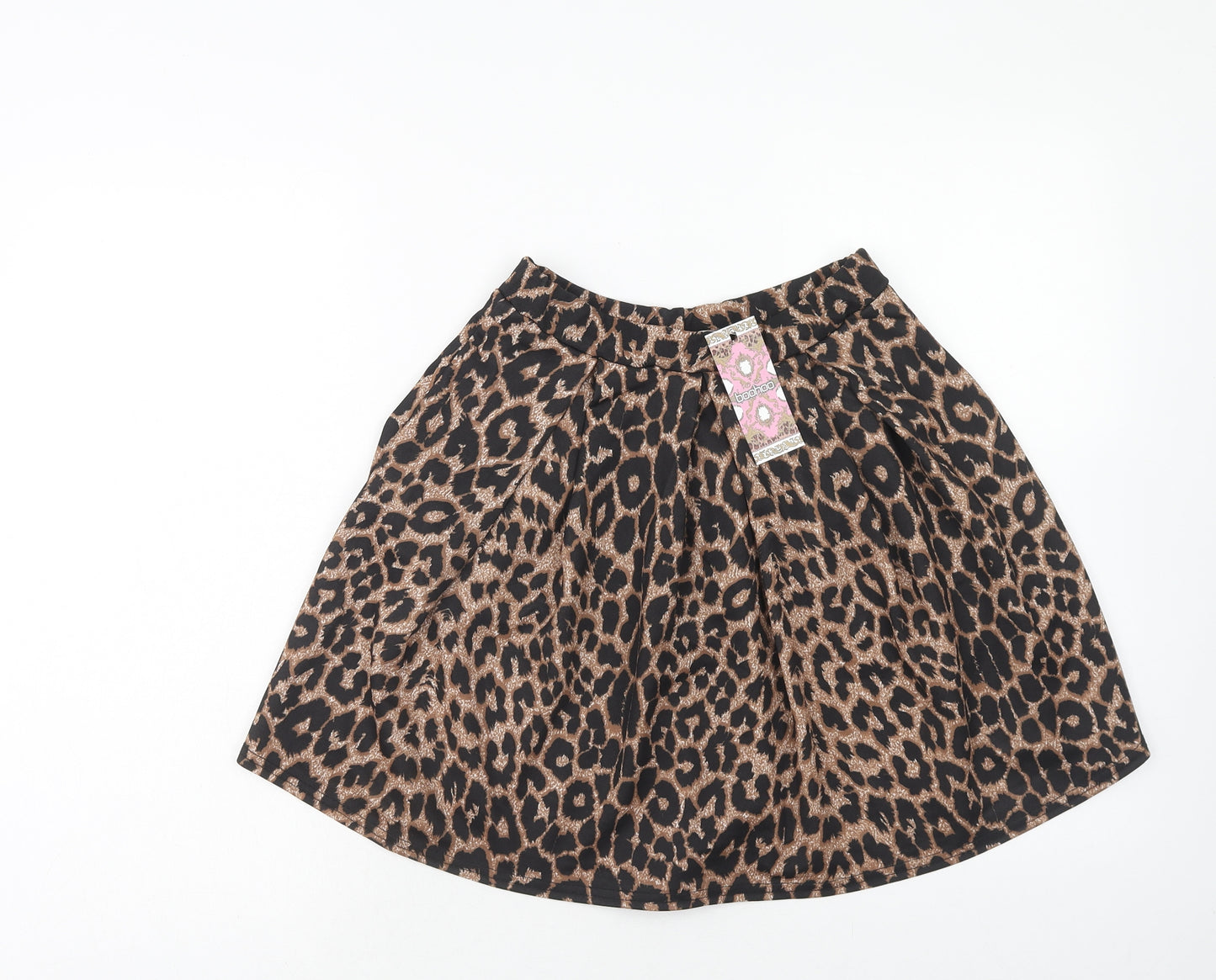Boohoo Womens Brown Animal Print Polyester Mini Skirt Size 10 - Leopard Print