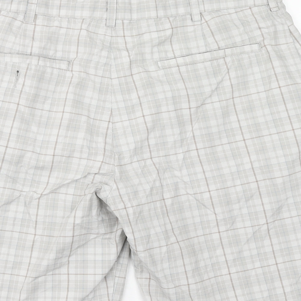 Ben Hogan Mens Grey Plaid Cotton Chino Shorts Size 32 in Regular Zip